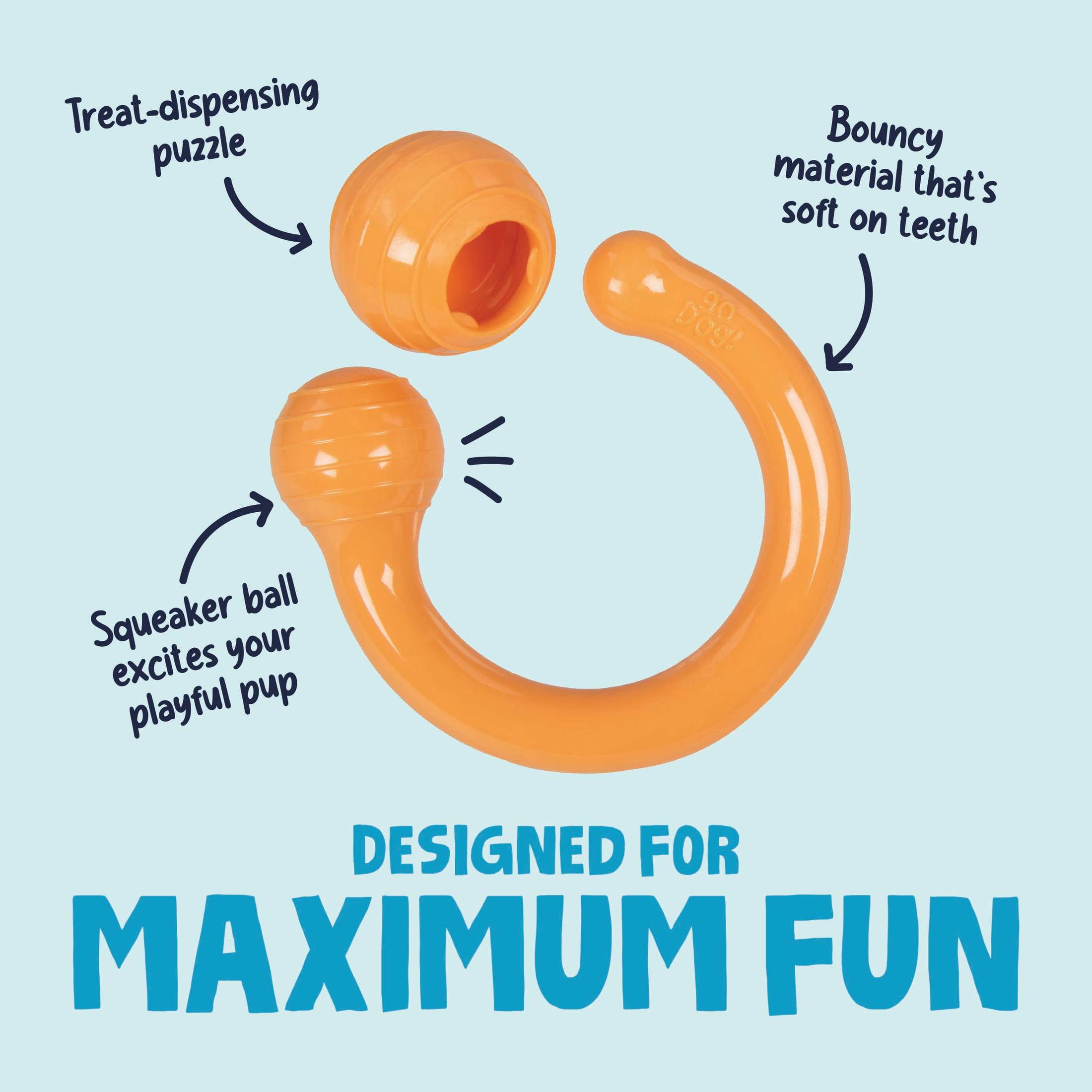 goDog Looper Puzzle Dog Toy, Orange, One Size