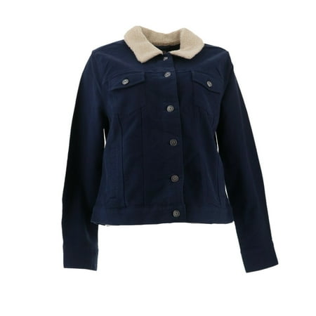 Isaac Mizrahi Moleskin Jacket Faux Shearling A269499