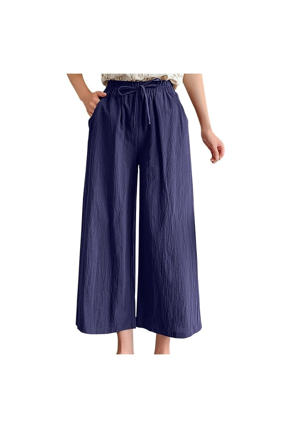 Womens Trouser Pants Pants Chinos High Waist Rise Ankle Straight-Leg Navy 2XL
