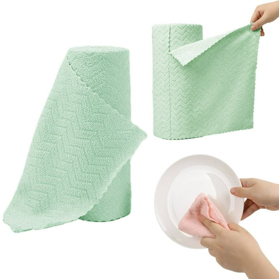 PLJFXXMMicrofiber Cleaning Cloth Roll 30 Pack, Durable Reusable Paper Towels Washable Roll, 9.84'' Tear Away Microfiber Towels, Highly Absorbent, Lint Free Dish Rags for Kitchen, Window, Car