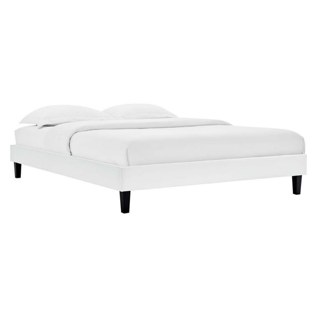 Modway Lit Plateforme Grand en Velours de Performance, Blanc