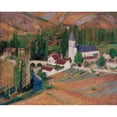 thumbnail image 2 of Henri Martin 14x12 Gold Ornate Wood Frame and Double Matted Museum Art Print Titled - The Labastide-Du-Vert Church with the Bridge and the River, One Fall Evening, 2 of 4