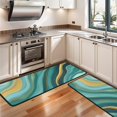 thumbnail image 3 of Kitchen Rugs Sets Of 2,Teal Marble Gold Wave Pattern Anti Fatigue Kitchen Mat Rugs Non Slip Washable,Decorative Kitchen Floor Mats for Kitchen,Sink,Laundry,17"x47"+17"x47", 3 of 5