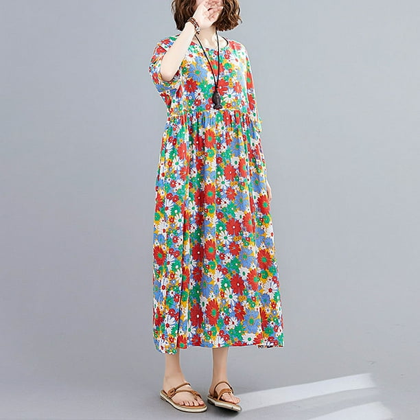 Plus size cotton store long dresses
