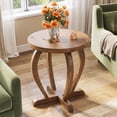 thumbnail image 6 of Finmind Rustic Wood Round End Table Set of 2, Vintage Small Accent Sofa Side Table, 6 of 10