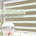 thumbnail image 3 of MiLin Cordless Blackout Zebra Blinds, Light Control Shading Privacy Dual Layer Roller Window Shades and Blinds, Day and Night Blinds Fast Delivery Custom (Blackout Khaki, 58" W X 48" H), 3 of 6