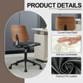 Armless Home Office Desk Chair with Wheels Modern Walnut Small Desk