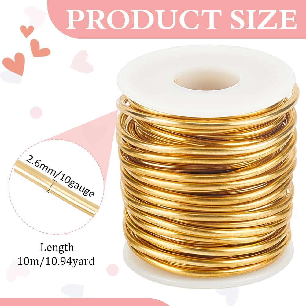 1 Roll 32.8 Feet Bare Solid Brass Wire 10 Gauge Round Soft Brass Wire Pure Brass Wire for Jewelry Making Craft Gem Wrapping