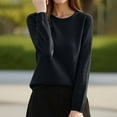 thumbnail image 2 of Fiaer Women's Sweaters Crew Neck Fall Winter Lightweight Plus Size Long Sleeve Slim Fit Trendy Knit Tops Black S, 2 of 4