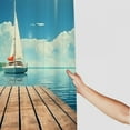 thumbnail image 3 of Shiartex  Nautical Shower Curtain, Yacht from Wooden Deck Horizon Serenity Seascape Leisure Aquatic Coastal Theme, Cloth Fabric Bathroom Decor Set with Hooks 60x72, 3 of 7
