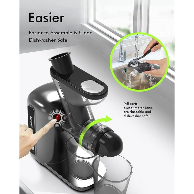 SiFENE Cold Press Juicer Machine, High-Yield Slow Masticating Juicer, Juice Maker Extractor with Dual Feed Chute, Compact, Quiet Motor, Anti-Clog, BPA-Free, Gray - Walmart.com