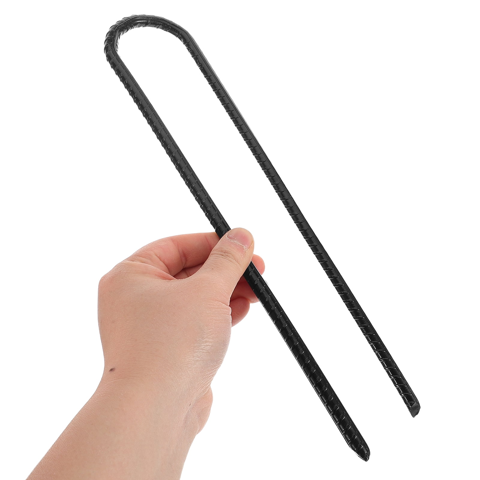 FOMIYES 4-Pack Heavy Duty Black Steel Garden Stakes for Landscape, Tent, Tarpaulin, Fence, and Outdoor Ground Stability Pins