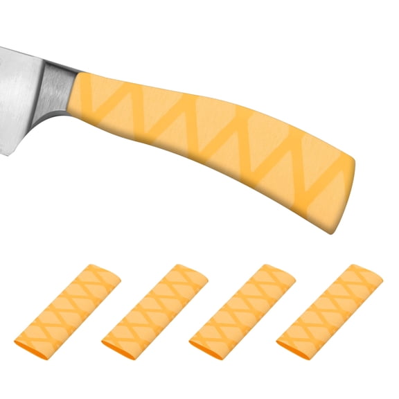 Uxcell Cutting Knife Handle Heat Shrink Sleeve 2.2"x4.9" Chef Cutter Non Slip Wrap, Yellow X Pattern, 4 Pack