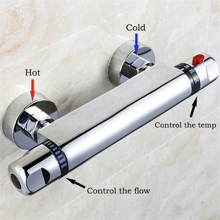 Willstar Thermostatic Shower Mixer Valve Bar Exposed Chrome Round Modern Bathroom