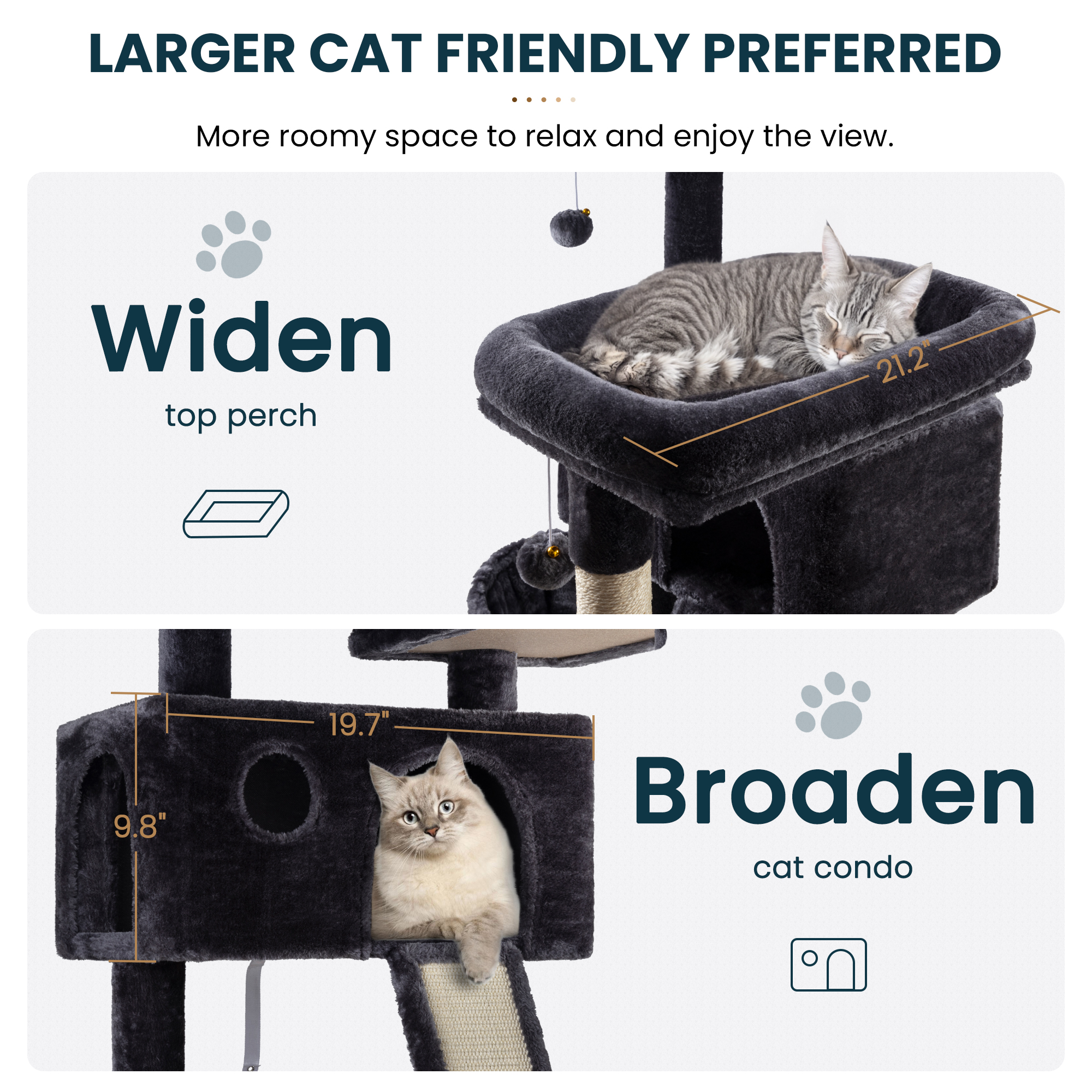 Merrland 65.7-Inch Large Cat Tree With Hammock photo 4