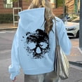 thumbnail image 2 of Women's Halloween Hooded Sweatshirts Skull Graphic Long Sleeve Drawstring Pullover Tops Skeleton Print Hoodie Shirts, 2 of 6
