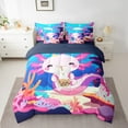 thumbnail image 2 of Axolotl Twin Comforter Set 7 Piece Cute Animal Bedding Set For Teen Room Decor,Cartoon Ocean Sealife Salamander Bed In A Bag Milk Tea Coral Reef Pink Princess Bed Set, 2 of 5