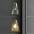 thumbnail image 6 of JONATHAN Y Arlo 11.5" 1-Light Mid-Century Modern Iron/Seeded Glass LED Pendant, Nickel/Clear, 6 of 10