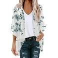 thumbnail image 2 of Taylonsss Women's Summer Floral Print Puff Sleeve Cardigan Loose Cover Up Casual Blouse Summer Trendy Tops, 2 of 4