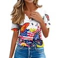 thumbnail image 5 of Xdegoge 4Th of July Patriotic T Shirts for Women USA American Flag Short Sleeve V Neck Stars and Stripes Casual Fit Floral Rose Graphic Summer Tops, 5 of 7