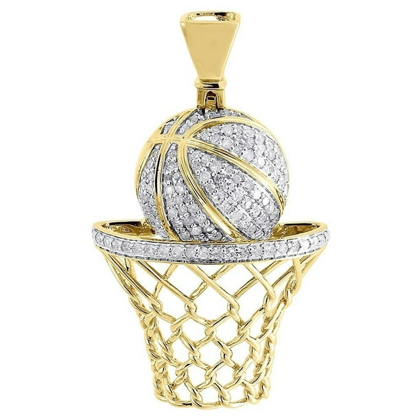 Jewelry For Less Diamond Basketball Pendant Mens 10K Yellow Gold
