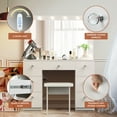 thumbnail image 5 of RichYa Modern Makeup Vanity Desks with Mirrors and Light and Drawers Makeup Table Sets for Girls Women,White, 5 of 8