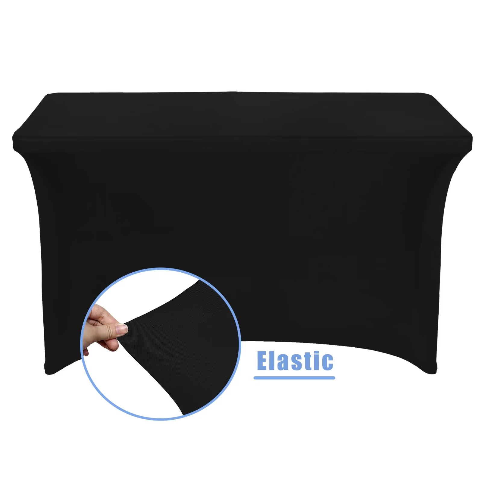 LUSHVIDA Black Stretch Table Covers for 6 Ft Rectangle Tables, 6 Pack photo 5