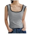thumbnail image 1 of Besolor Womens Rib Tank Top Sleeveless Color Block Workout Top Square Neck Tank Shirts Basic Cami Tops for Summer, 1 of 7