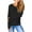 Black, variant on Women's Long Sleeved Thumb Hole T-Shirt Crew Neck Plain Shirts Casual Ruched Tee Tops
