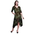 thumbnail image 1 of Bimba Cotton Brown Mimosa Pudica Leaves rinted Womenâ€™s Asymmetrical ShiftÂ&nbsp;DressÂ&nbsp;With Pockets Casual MidiÂ&nbsp;Dress-Medium, 1 of 4