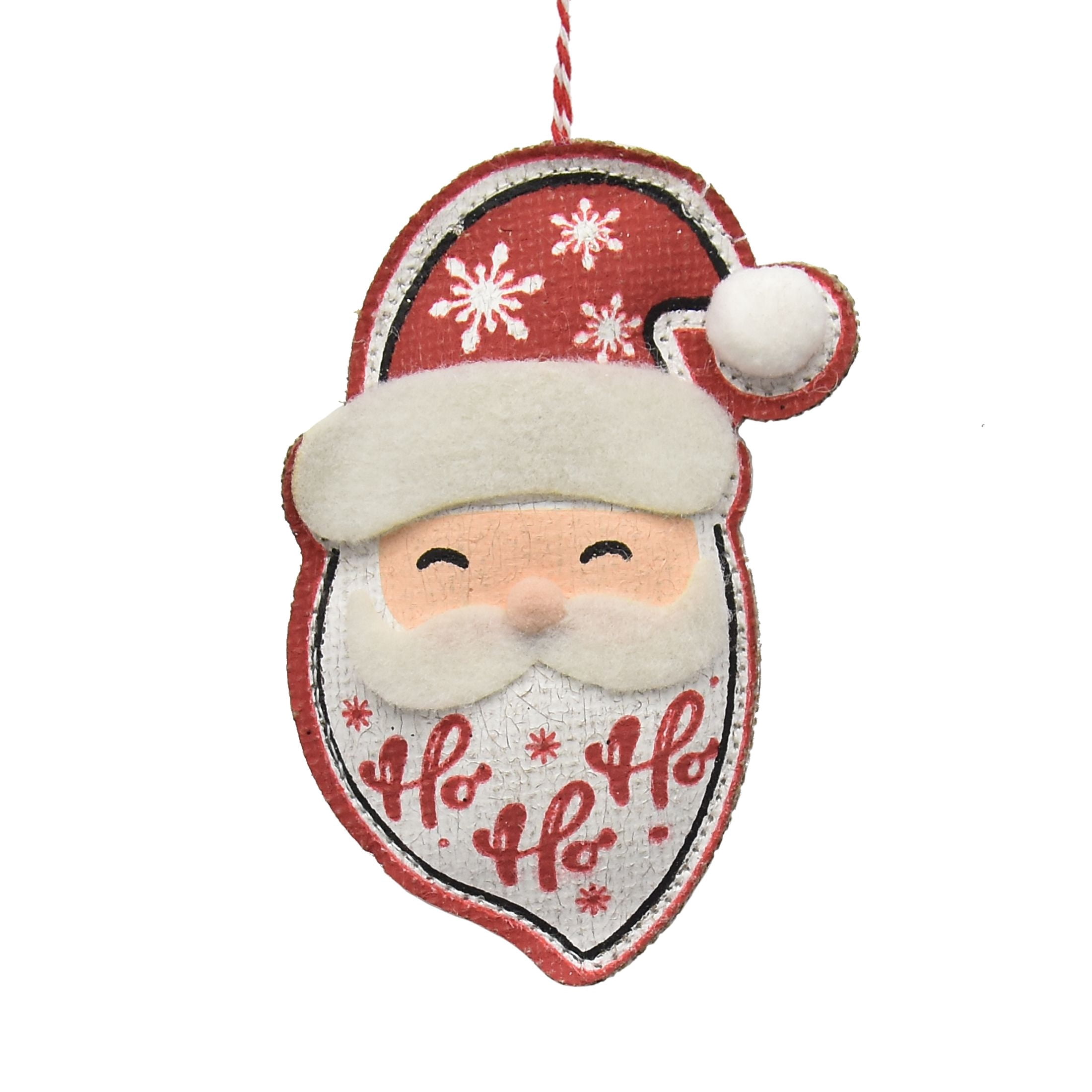 Holiday Time 4ast Red and White Santa Snowman Gnome Pattern Burlap Ornament Set