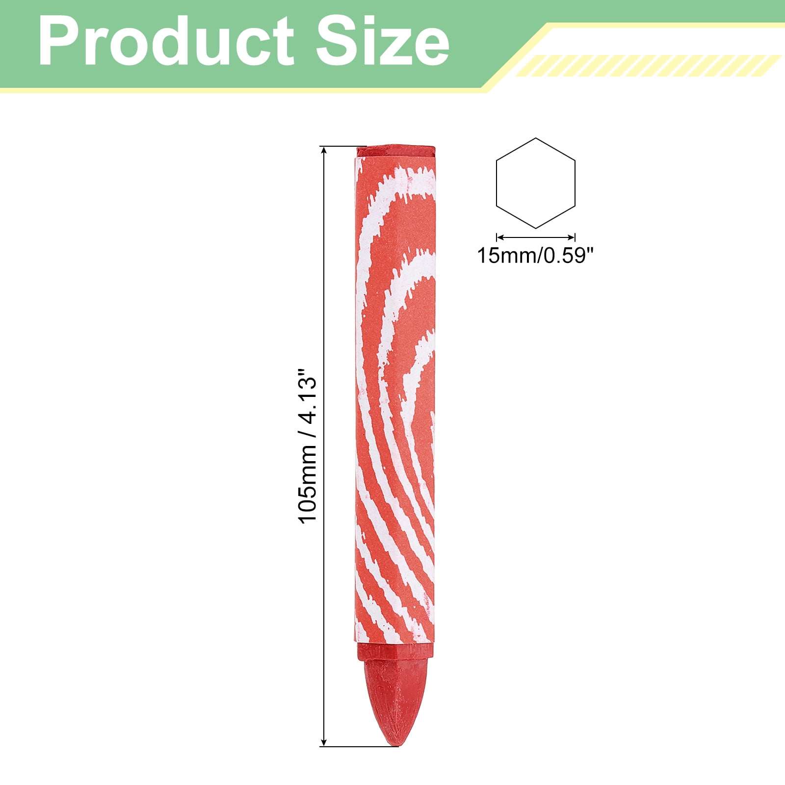 Uxcell Lumber Marking Crayons, 24 Pcs Red Hex Wax Tire Marker, 4.1" x 0.59" Hex Waterproof Drawing Crayons Furniture Marker for Wood, Glass, Cartons, Cloth, Stone, Ceramics