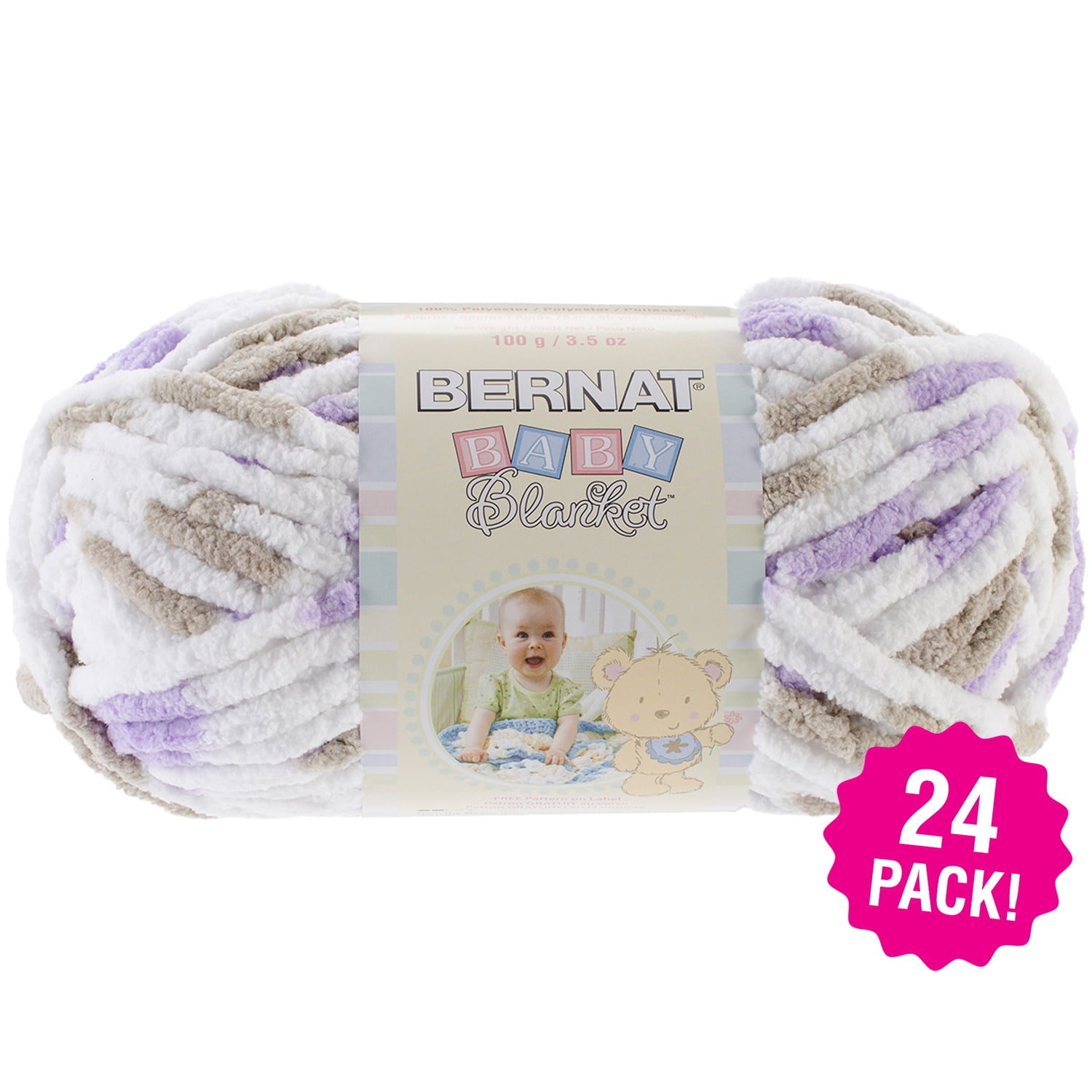 Bernat Baby Blanket Yarn Little Lilac Dove Print, Multipack of 24