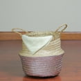 thumbnail image 3 of 13" Beige and Silver Seagrass Belly Wicker Basket with Handles, 3 of 3