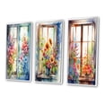 thumbnail image 3 of Designart "Floral Blooms at the Window III" Floral Window Framed Wall Art Set Of 3 - Orange Window Frame Gallery Set For Office Decor, 3 of 7