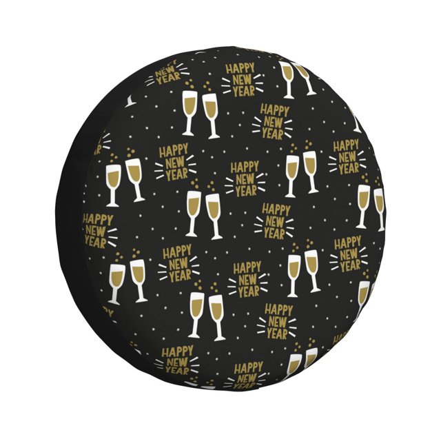 Fotbe Happy New Year Funda de Llanta de Repuesto con Estampado, Engrosada, Ajuste Universal para Jeep, Remolque, RV, SUV, Camión-14 inch
