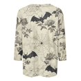 thumbnail image 5 of Camisa de cuello redondo con mangas 3/4 y temática de Halloween para mujer, con estampado de telaraña y murciélago, cómoda y elegante, 5 of 5