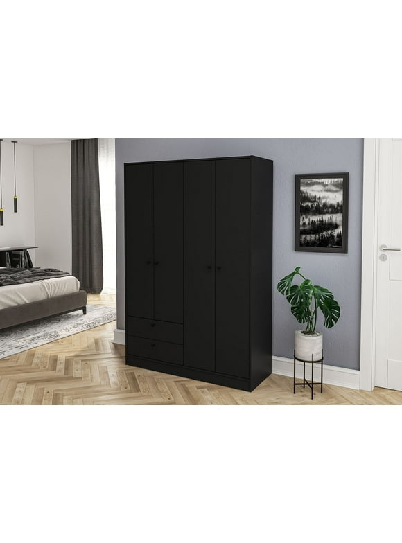 Black Wardrobe Closet With Mirror Dandk Organizer