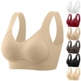 thumbnail image 3 of Under $5 Women Plus Size Bra Sawvnm Women's Solid Color Underwear Gathered Without Steel Rings Sexy Suspender Beautiful Back Adjustable Bra Wireless Bras for Women Hot Pink M, 3 of 9
