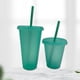 thumbnail image 3 of Naiovety Vaso para beber con tapa y pajita de plástico PP reutilizable con tapa y botella de pajita para bebidas frías, batidos de jugo de Mostrada Verde claro 710ml, 3 of 6
