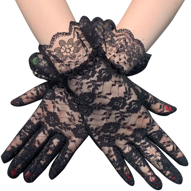 XmhyTop Guantes de encaje, negros, para eventos oficiales, 1 par
