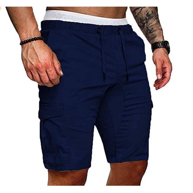 Txlixc Pantalones cortos de gimnasia para hombre, pantalones cortos de color puro para estiramiento diario Txlixc Moda