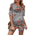 thumbnail image 1 of Ensembles Mode Femmes Blouse Col Rond Manches Courtes Hauts Shorts Ensemble Décontracté Ensembles Femmes en Solde, 1 of 5