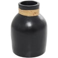 thumbnail image 2 of ARCILLA ELEMENTAL Modern Black Ceramic Vase with Stylish Wrapped Rattan Detailing Black - 8"W, 11"H, 2 of 5