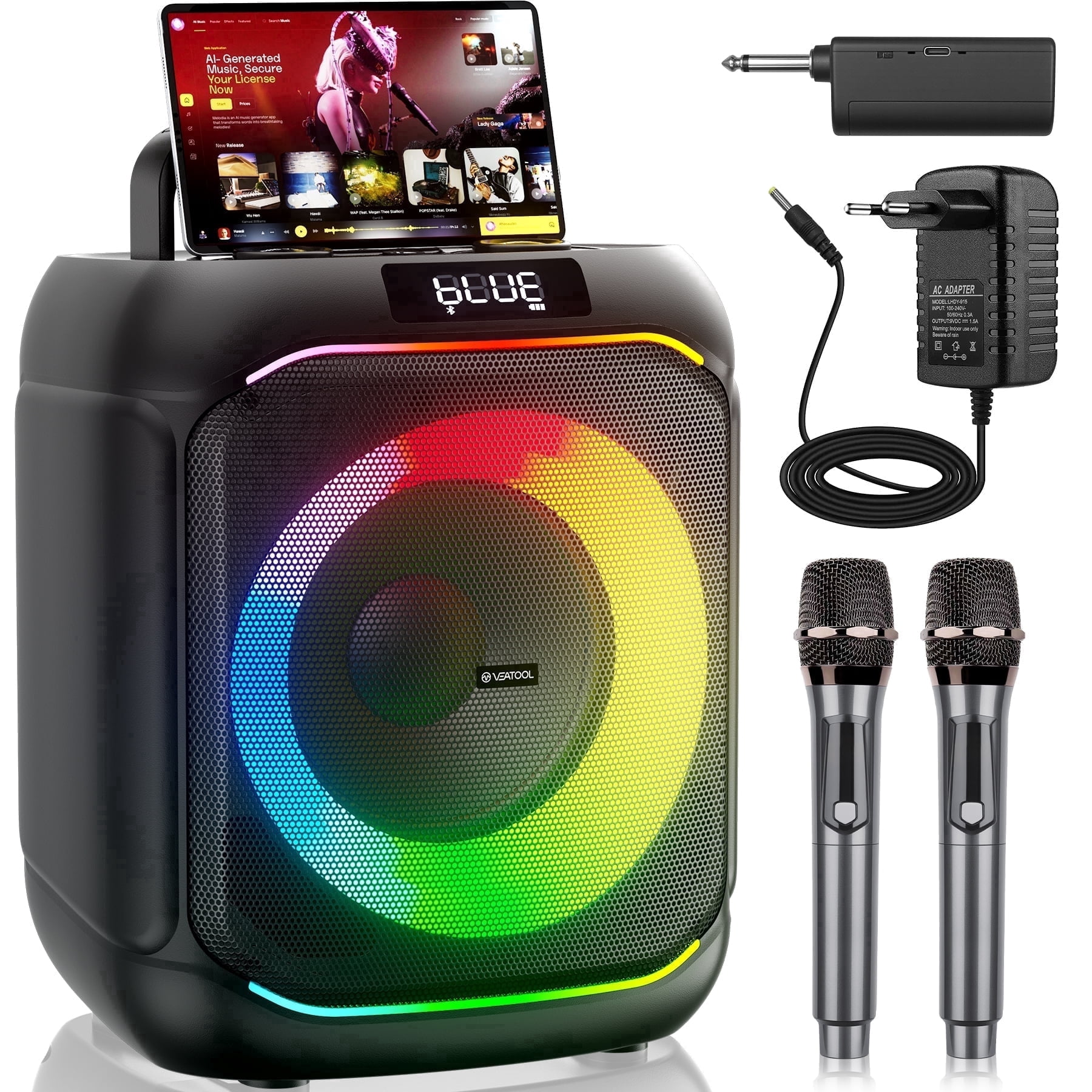 Karaoke USA, Bluetooth Karaoke Machine, RRK150, 7 inch TFT Screen