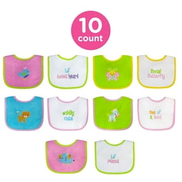 Luvable Friends Baby Girl Cotton Terry Drooler Bibs with