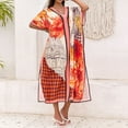 thumbnail image 5 of WTOBBY Women's Floral Cover Up Dress, Colorful Loose Fit Bikini Beach Robe Sun Protective Smock Free Size for Pool Vacation Resort Wear and Swim Cover,Vermilion, 5 of 5