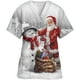 thumbnail image 1 of Blusas de algodón con cuello en V y estampado navideño para mujer y hombre, uniforme médico, uniforme de trabajo para cirujanos, blusas de médico y enfermera, 1 of 5