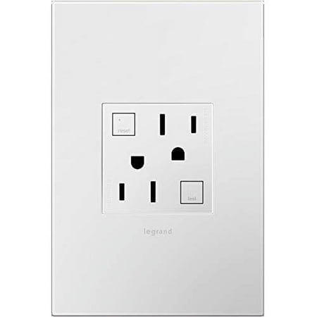 Legrand adorne 15A GFCI Tamper-Resistant Outlet with Matching Wall Plate (White Finish), AGFTR2152W4WP