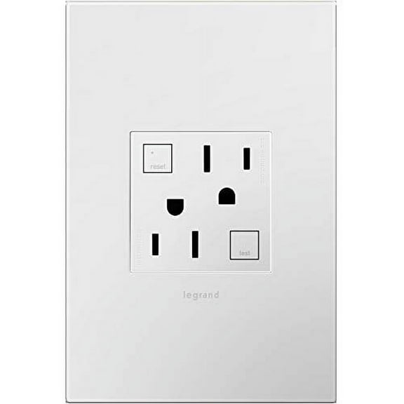 Legrand adorne 15A GFCI Tamper-Resistant Outlet with Matching Wall Plate (White Finish), AGFTR2152W4WP
